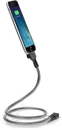 Flexible stand up metal USB data sync charge cable for Apple Iphone 7, 7 Plus, 6s, 6s Plus, 5s, 5c - SquareDubai