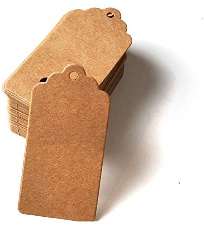 WILLOW 100 pcs Kraft Paper Tags, with Jute Twine Brown Rectangle kraft Hang Tags