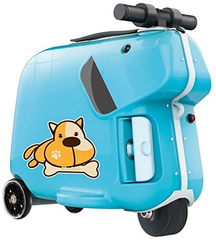 Rideable Electric Children's Trolley Suitcase, Kids Electric Luggage - Blue