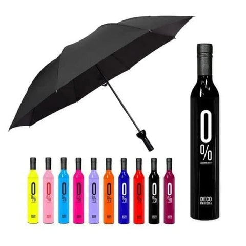 Folding Plastic Bottle Shape Umbrella - (Black)