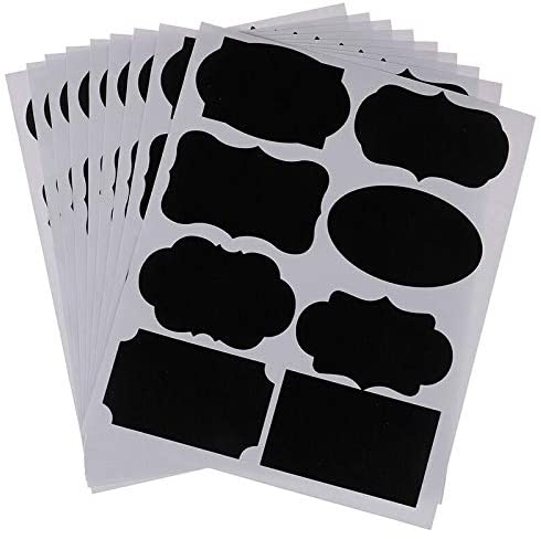 96 Pieces 9cm Wide Mixed Shapes Self-Adhesive Chalkboard Labels Giveaway Party Favors, Pantry Labels, Crafting