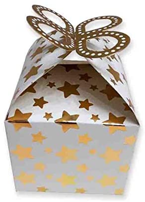 Gold Star Foil Party Boxes 12 pcs (10x10Cms 12 Pc Pack) - Willow