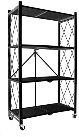 Multi-Shelf Foldable Storage Shelves for Garage Kitchen Home Closet, Collapsible Organizer Rack - Black