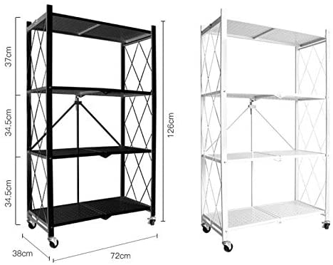 Multi-Shelf Foldable Storage Shelves for Garage Kitchen Home Closet, Collapsible Organizer Rack - Black