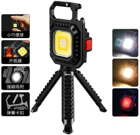 Olmecs Mini Cob Keychain Light 3 Modes Usb Rechargeable Strong Magnetic Emergency Lamps Outdoor Camping Light with Tripod Stand