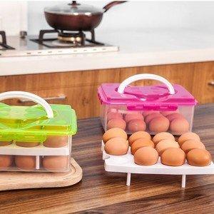 Egg Food Container Storage Box 24 grid Bilayer Basket Organizer - SquareDubai