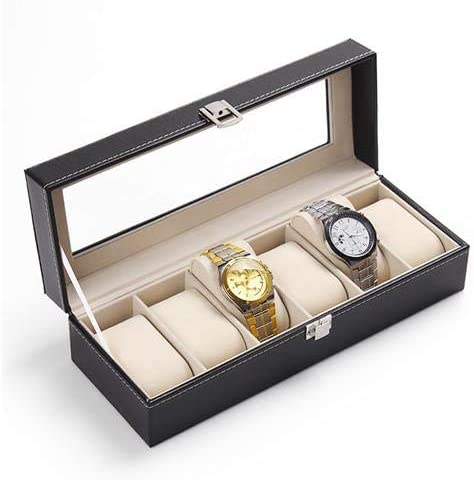 6 Grid Slots PU Leather Luxury Brand Watch Display Box