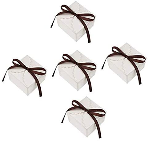 White Color Boxes With Brown Ribbons Party Gift Giveaway 36 pieces (11.5x11.5x9cm Height)