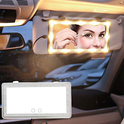 Olmecs Car Sun Visor Vanity Mirror, Rechargeable Makeup Mirror with 3 Light Modes & 60 LEDs