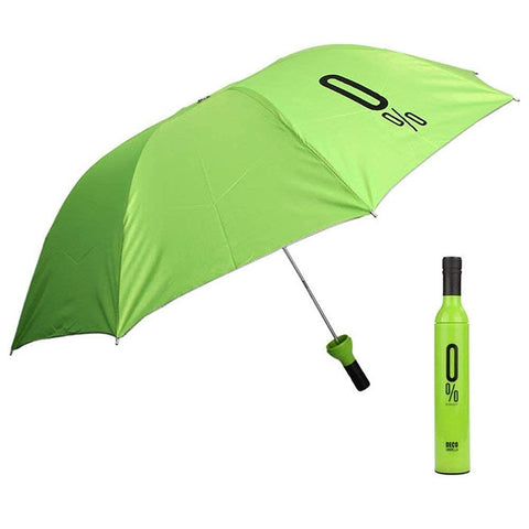 Folding Plastic Bottle Shape Umbrella - (Green)