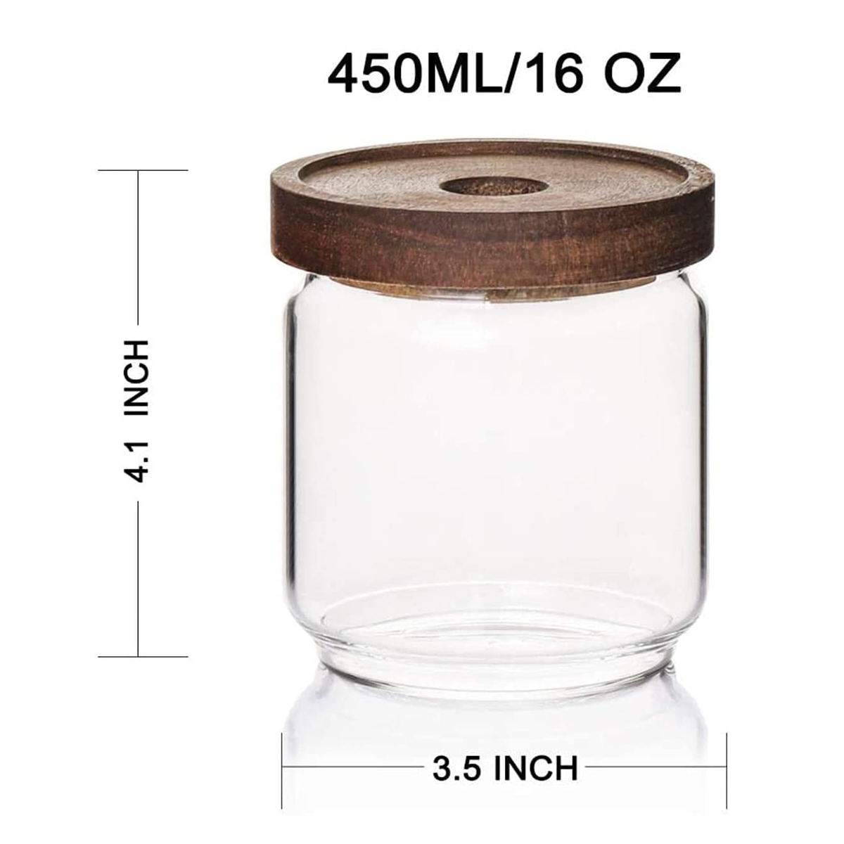 WILLOW 6Pcs Pack Glass Canisters with Wooden Lid , and Good Sealing (450ml)