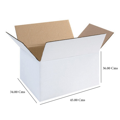 5 ply plain White corrugated/carton/packaging/shipping box (45 X 34 X36 Cms)corrugated box (10Pc Pack) - Willow