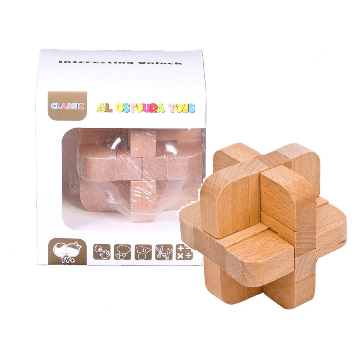 Educational Toys Interesting Unlock Wooden Puzzle AB8546 - SquareDubai
