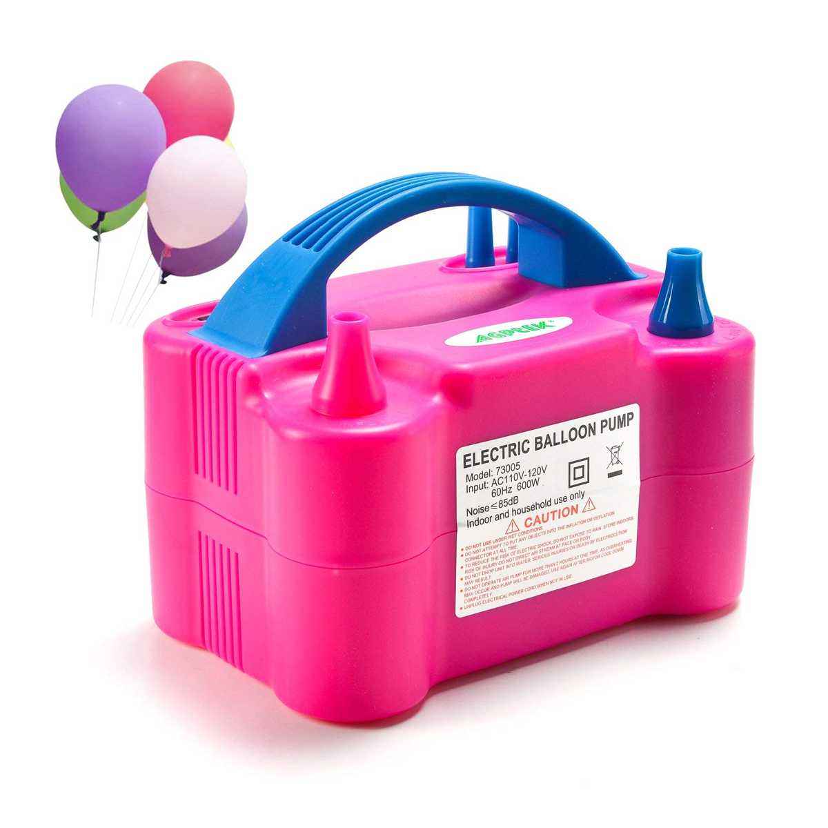 Balloons Blowing Machine with Two Nozzle, Pink - SquareDubai