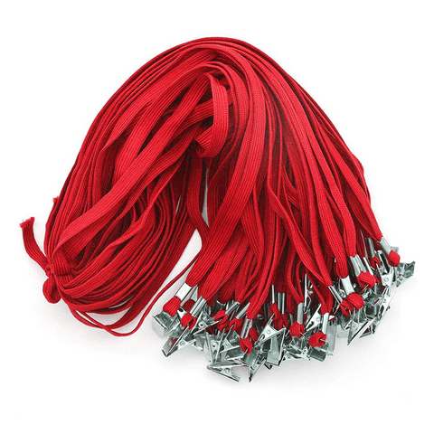 Olmecs 50 PCS 32-Inch Flat Lanyards with Bull Dog Clip