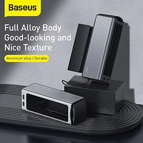 BASEUS Deluxe Metal Armrest Console Organizer[Dual USB Power Supply] – Black