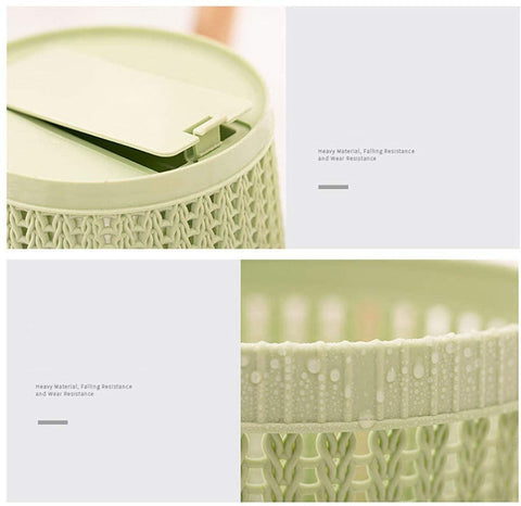 Hollow Garbage Bin with Built-in Garbage Bag Box - Green