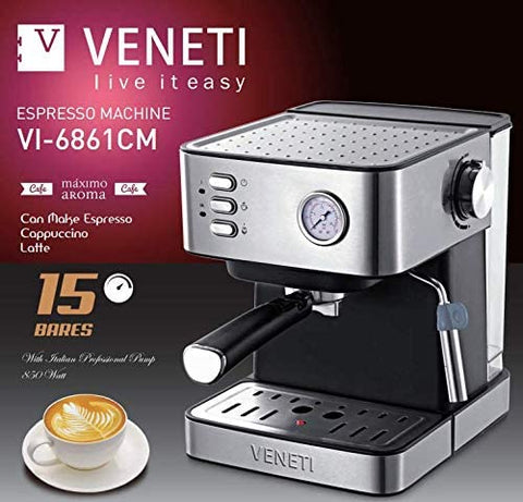 Veneti Coffee Machine 850 watt Espresso and Cappuccino Coffee Make