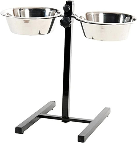 Adjustable Stand with Stainless Steel Dog Bowls - 0.7L