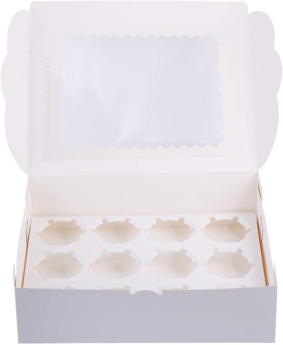 Willow White Paper Cup Cake Box for Home Dessert Shop  12 Cavities (12 Pc Pack)