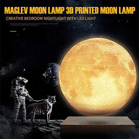 Magnetic Levitating Moon Lamp, 3D Floating and Spinning in Air Rotating Freely, Gradually Changing LED Lights Between Yellow and White, 15cm