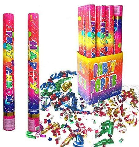 12PCS Large (60cm) Random Colorful Confetti Twist & Shoot Party Poppers, Birthdays, Weddings