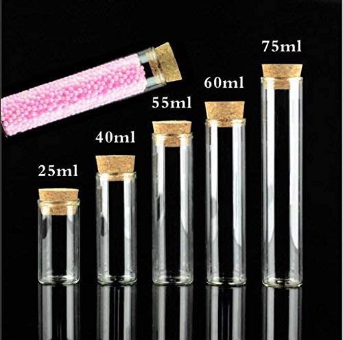 10PCS 60ml/2oz Multipurpose Empty Transparent Glass Borosilicate Test Tubes with Cork Stoppers