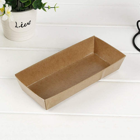 Rectangular Kraft Paper Sandwich Wrapping Boxes with Plastic Clear Lids 10Pc Pack - Willow
