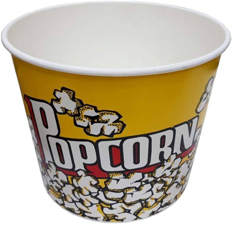 12Pcs Disposable Leak-Free Stackable Paper Popcorn Cups Bowls Buckets Boxes Containers for Carnivals,Parties,Movie Night 18x19x14cm