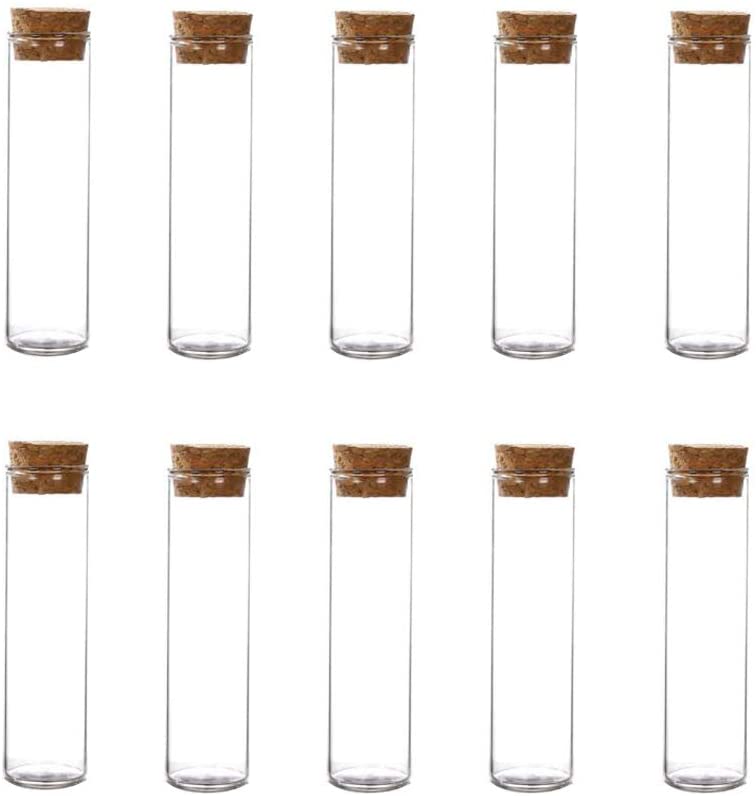 10PCS 60ml/2oz Multipurpose Empty Transparent Glass Borosilicate Test Tubes with Cork Stoppers