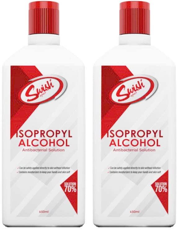 Swish Isopropyl Alcohol 70% W/Moisturizer 650 ml (Pack of 2)