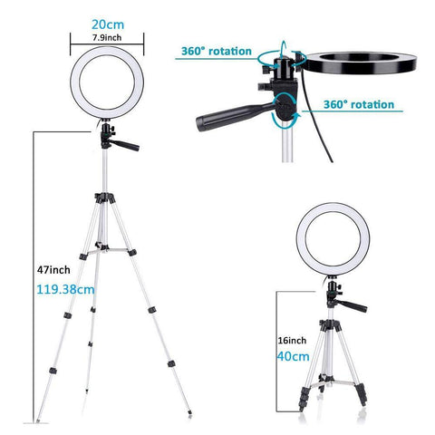 Selfie Ring Light with Tripod Stand and Phone Holder 10 Inches