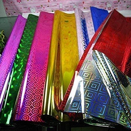 Willow 5 Mixed Multicolour Plastic Double-Sided Holographic Metallic Paper Wrapping 100 Sheets each Colour Total 500 Sheets
