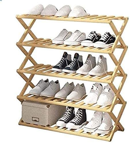 Folding Bamboo 5 Layer Shoes Rack Shelf Plant Stand