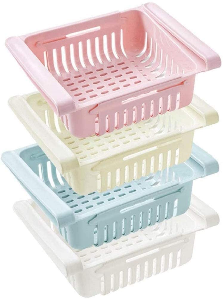 Retractable Fridge Drawer Organizer, Refrigerator Storage Box (4pcs)
