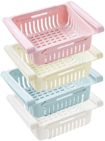 Retractable Fridge Drawer Organizer, Refrigerator Storage Box (4pcs)