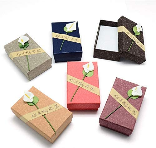 24PCS Assorted Colors Cardboard Rectangle Jewelry Earring Necklace Box Case with Sponge