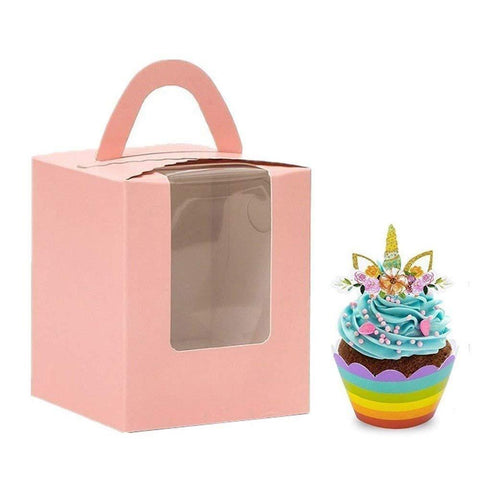 Single Cupcake Boxes with Window,  for Wedding Decoration, Party Favor 12 Pcs Pack
