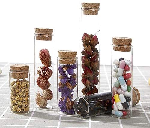 10pcs Empty Clear Borosilicate Glass Test Tubes Bottle with Wood Cork Stoppers (40ml/1.35oz)