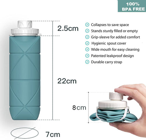 Silicone Collapsible Water Cup Mini Kettle Outdoor Sports Portable Travel Cycling Telescopic Cup - Green