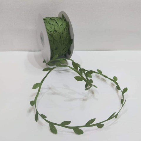 Willow GREEN color leaves ribbon, gift ribbon