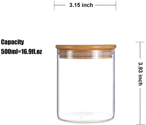 Willow Glass Storage Jar,Kitchen Food Containers with Bamboo Lid 3 pack (250ML)