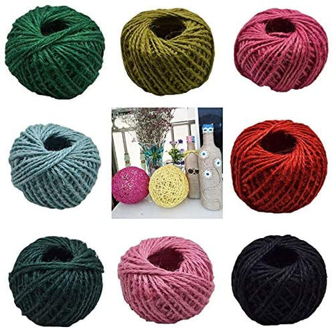 9 PCS Colors Natural Jute Twine Assorted Colors Pack for Artworks and Gift Wrapping Twine 50Meters Per Roll - Willow