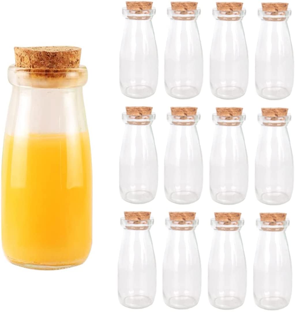 12 Pcs Cork Stoppers Glass Bottles Yogurt Pudding Bottle100ml