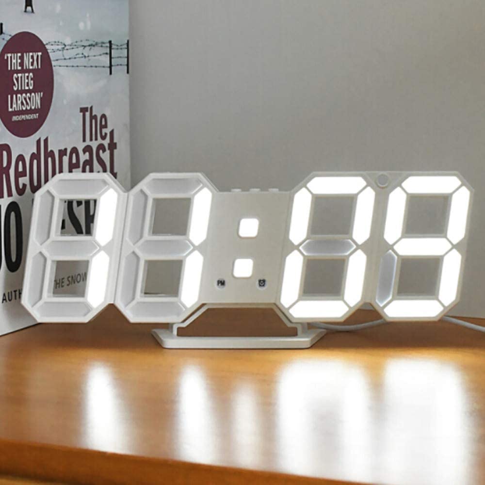 LED Digital Numbers Wall Clock with 3 levels Brightness (21.5cm x 4cm ...
