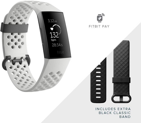 Fitbit Charge 3 Special Edition Fitness Tracker – Graphite White