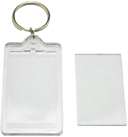 Olmecs 50 Pcs Clear Acrylic Blank Photo Keyring / Keychains Snap-In Picture Frame Rectangle  (4.5X2.8 CMS)