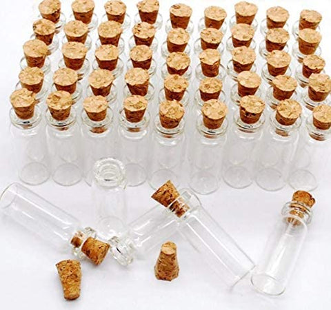 24Pcs 10ML (5.00x2.00Cms) Empty Glass Bottles Jars Vials Case Container with Cork Stoppers - Willow