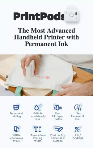 PrintPods-The Most Advanced Handheld Printer on All Surfaces | Handheld Mini Printer - White