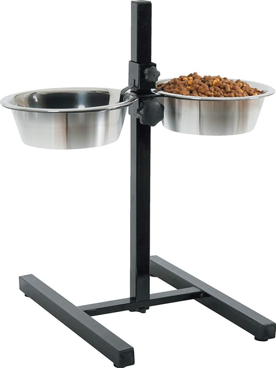 Adjustable Stand with Stainless Steel Dog Bowls - 0.7L